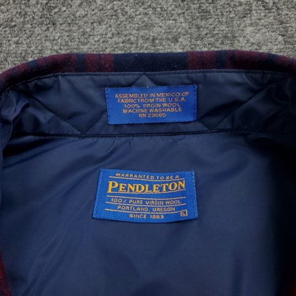 Vintage Pendleton Wool Flannel Shirt Mens Large Tartan Plaid Button Up Red Blue - Picture 4 of 11